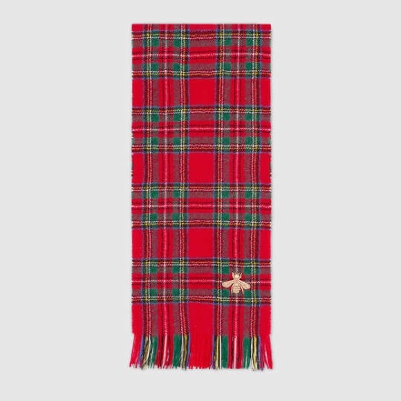 Gucci Bee Plaid Wool Scarf Unisex. Like New. - Picture 3 of 15